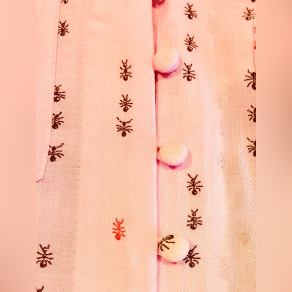 Anthropologie conversations Tank 8 of 52 Ant Print Button Front Pink SZ.med - Picture 7 of 14